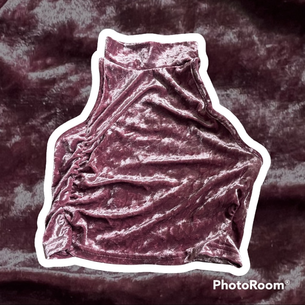 pink velvet halter cropped top